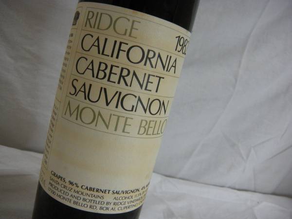 高級 RIDGE 1982 CALIFORNIA CABERNET SAUVIGNON MONTE BELLO