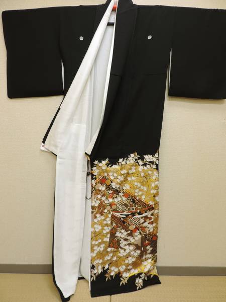 1000☆藤☆【名品□松尾光琳□純金箔□幔幕文様□黒留袖】 一筆箋