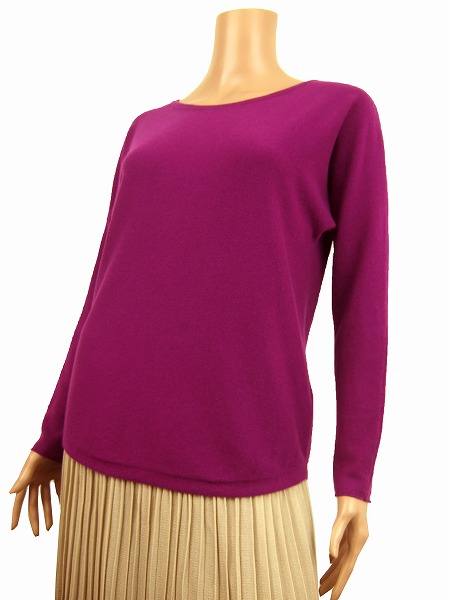 M美品*ユニクロ*綺麗パープル系*極柔カシミヤ100％♪美的ニットL