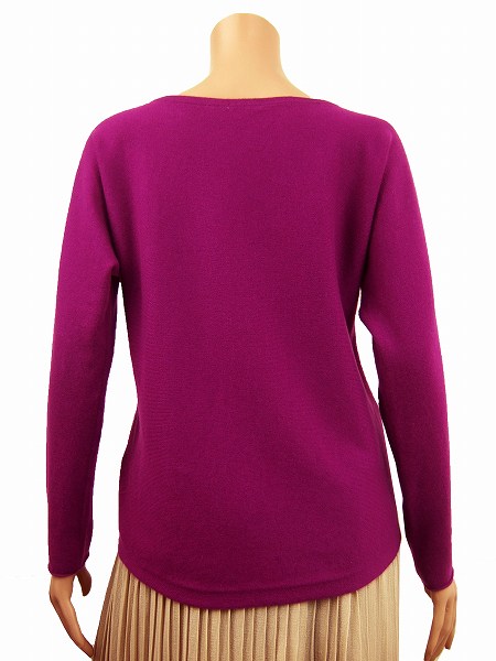 M美品*ユニクロ*綺麗パープル系*極柔カシミヤ100％♪美的ニットL