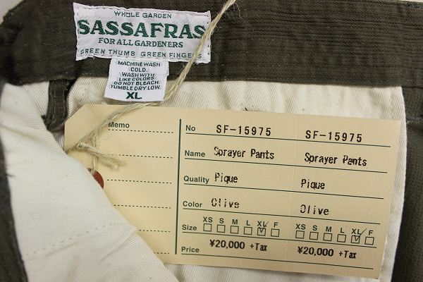 1P1414/新品 ササフラス スプレイヤーパンツ SASSAFRAS