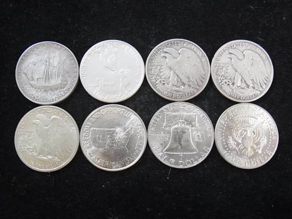 □アメリカ□1920～1964年 ハーフダラー銀貨 8枚 ケネディ等 ※9 xvpbvx
