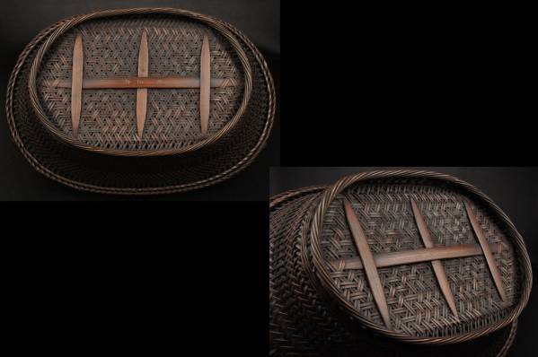 尚古斎造 提梁 菓子籠 竹編 細工 竹籠 煎茶籠 煎茶道具