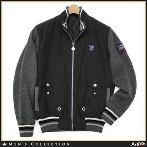 15AW CAPRI【伊】黒BACK刺繍 タフタ&ニットブルゾンf664*s48新品