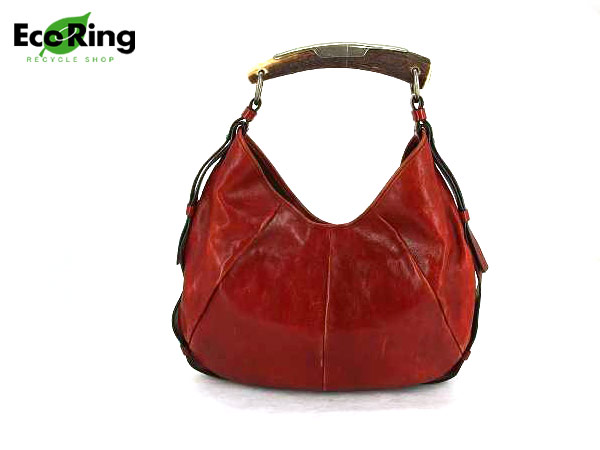 1円 イヴ・サンローラン レザー ショルダーバッグ 赤 AU931