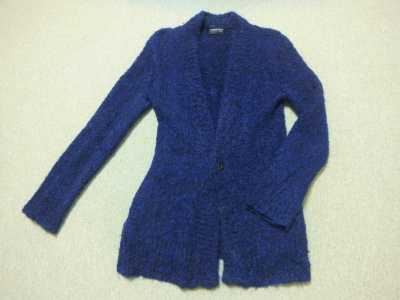 今季 Tornado mart 1B メランジループヤーンロングカーデ L 青