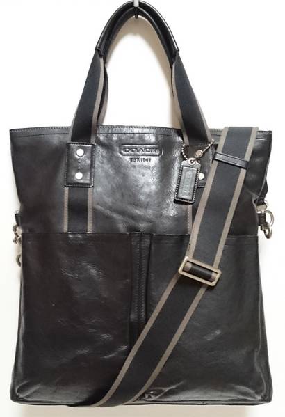 COACH／コーチ メンズ レザートートバッグ◇黒 F70558 1円〜高級品