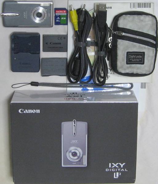 □Canon，IXY DIGITAL L2，500万画素，美品，付属品全部あり，おまけ