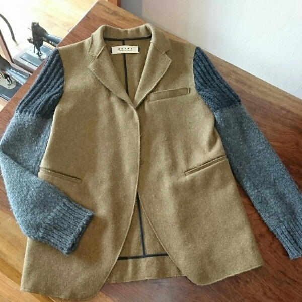 MARNI ジャケット 袖 ニット カーキー×グレー サイズ：38 【公式通販】