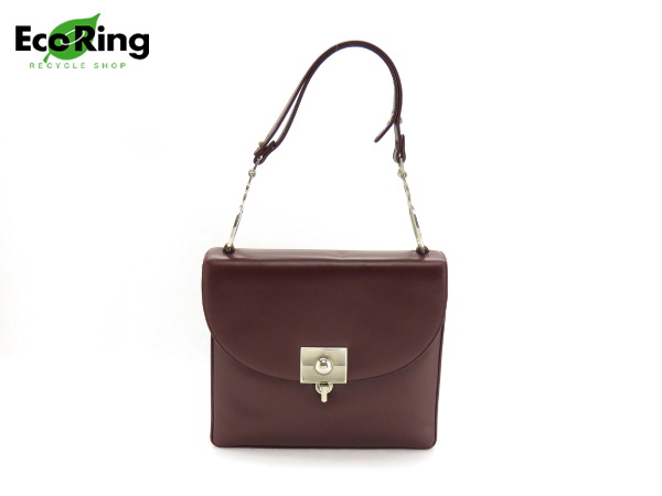 1円 ロエベ オールド レザー 2WAY ハンドバッグ ボルドー DS309