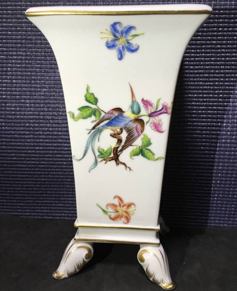 フランクリンポーセリン 冨士陶器 花瓶 鳥 蝶 花柄 金彩 フランクリン
