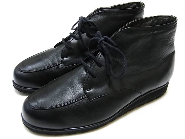 アシックス ペダラ 本革 ショートブーツ 24.5 EEE 黒