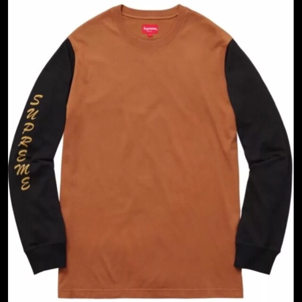 SUPREME16AW★2-tone Sleeve Logo L/S Top