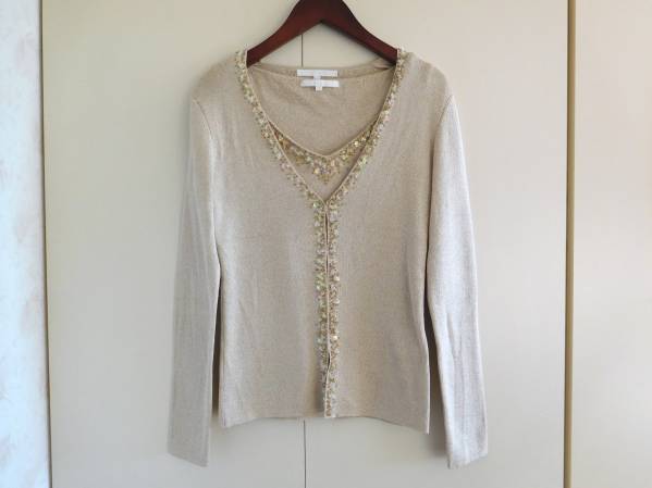 美品 アナイ ANAYI 上品シルク スパンコールアンサンブル 38