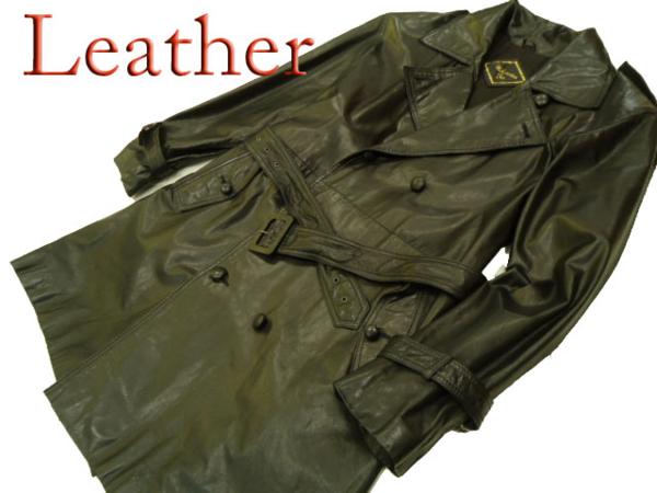 激シブ！本格本革◇レザートレンチコート/ブラック(男女兼用