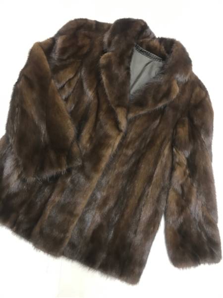 578◆美品【肉厚 ダークミンク】ハーフコート◆毛質・革質柔らか