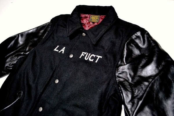 SALE★ファクト 袖皮スタジャン 黒/ 黒 M FUCT SSDD 新古品