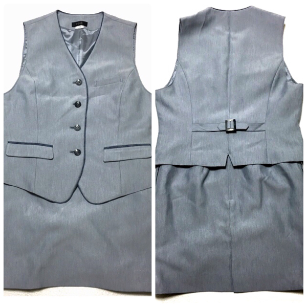 中古 事務服 8点 セット 15号 OL 制服 ベストスーツ