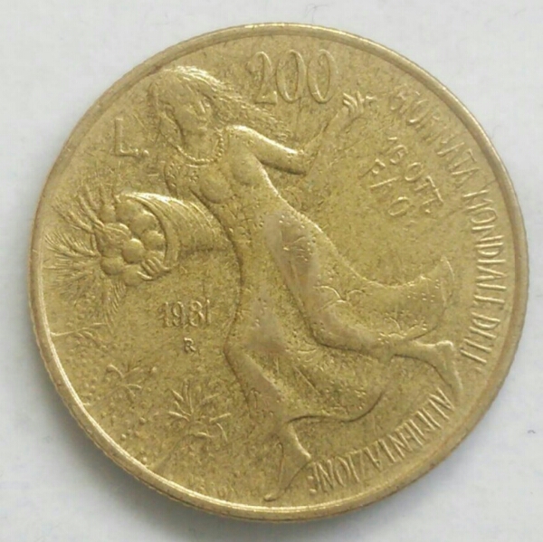イタリア】200リラ記念硬貨 1981年 約24mm(ヨーロッパ)｜売買された