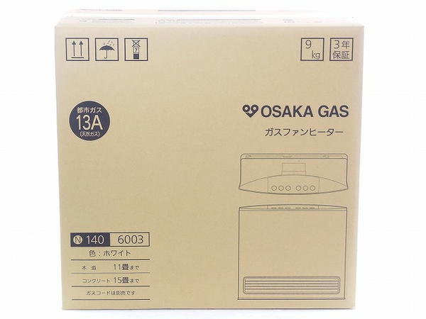 未使用 大阪ガス 140-6003 型 ガスファンヒーター 都市 O2146483 未