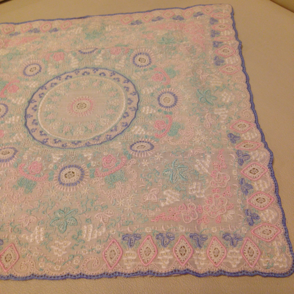 高級 スワトウ 汕頭 刺繍 ハンカチ 未使用 カラフル 中国 手刺繍