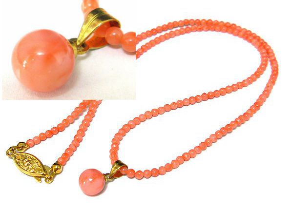 天然 本珊瑚ネックレス 赤サンゴ 金具シルバー 47cm / 6.1g