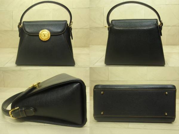 人気★VALENTINO GARAVANI ビッグロゴ ハンド バッグ 黒金