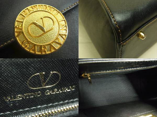 人気★VALENTINO GARAVANI ビッグロゴ ハンド バッグ 黒金