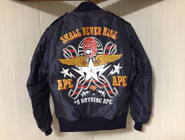 BAPE × McCOY'S MA-1ジャケット 紺(M) マッコイズ