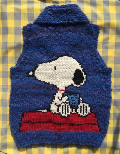 スヌーピー風☆ハンドメイド カウチンベスト Mサイズ