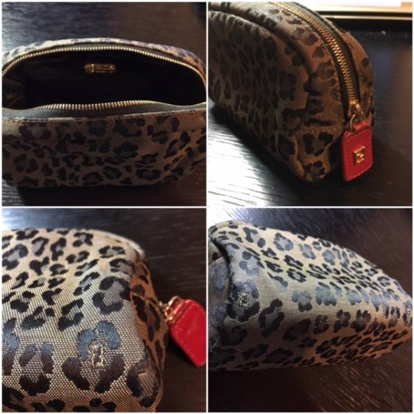 FENDI　フェンディ　ポーチ　レザー×キャンバス　伊勢丹購入品