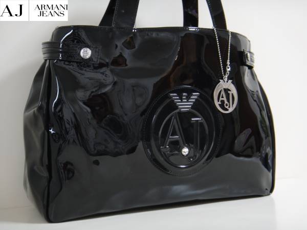 1円☆激安☆ARMANIJEANSアルマーニジーンズエナメルトートバッグ