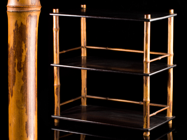 【琴》斑竹唐木細工 煎茶棚 古唐木煎茶道具 AR383