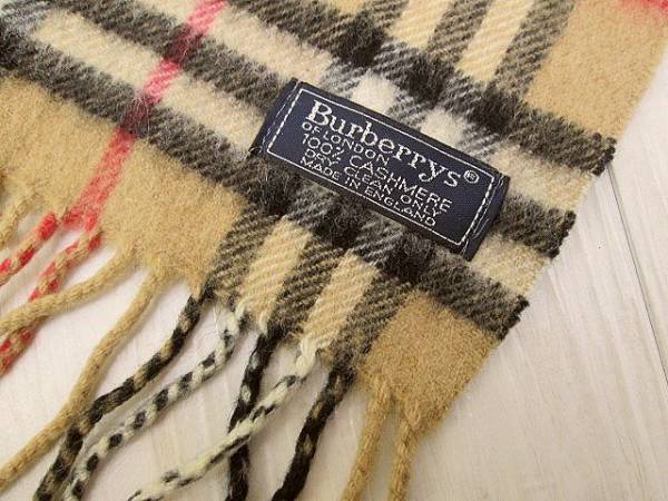 ♪バーバリー*定番チェックカシミヤ１００％柔かマフラー英製