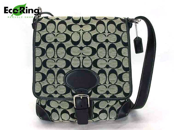 1円 美品 コーチ 6078 シグネチャー 黒 ショルダーバッグ AL688