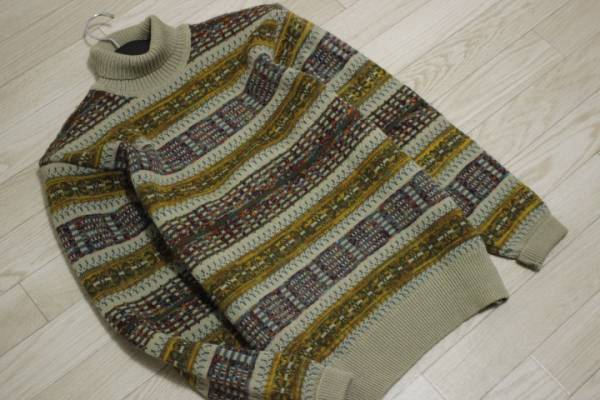 DDA97◎日本製！Mr.JUNKO タートルネックセーター2/総柄