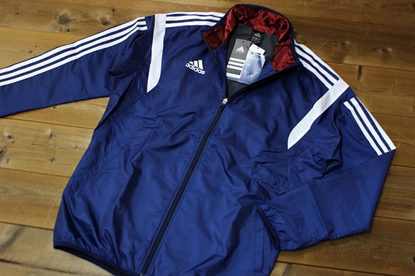 ★adidas 保温 裏起毛 ウインドジャケット 暗青[98594-O]二