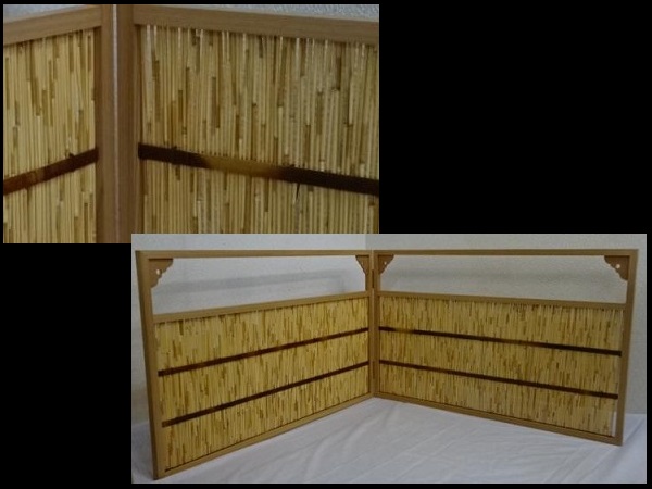 ◆茶道具【杉縁　葦簀　風炉先屏風】凝った造りです！　茶器