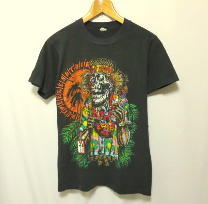即決★米国製 giant★メンズM ビンテージ 古着 DEF ビンテージ '93 デフレパード バンドTシャツ スカル LAPPARD 93ツアーTシャツ ジャイアント 黒 90s バンドTシャツ コットン  デフレパード
