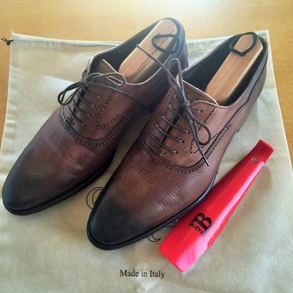 BARNI イタリアンキップレザー プレーントゥシューズ 39 (24.5cm)シューツリー付