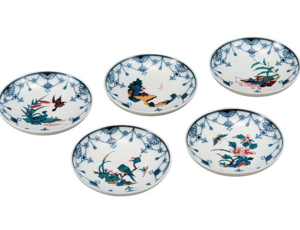 即決]送料無料！九谷焼 小皿5枚セット 瓔珞古九谷 陶芸 日本の陶磁