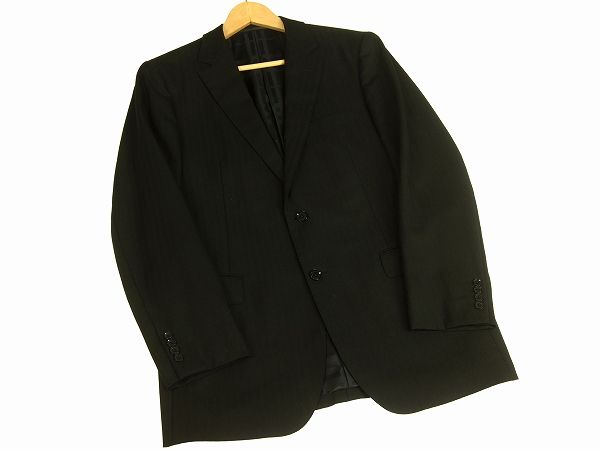 お得，大人気 美品*BURBERRY LONDON バーバリー*黒*ピンスト地柄*