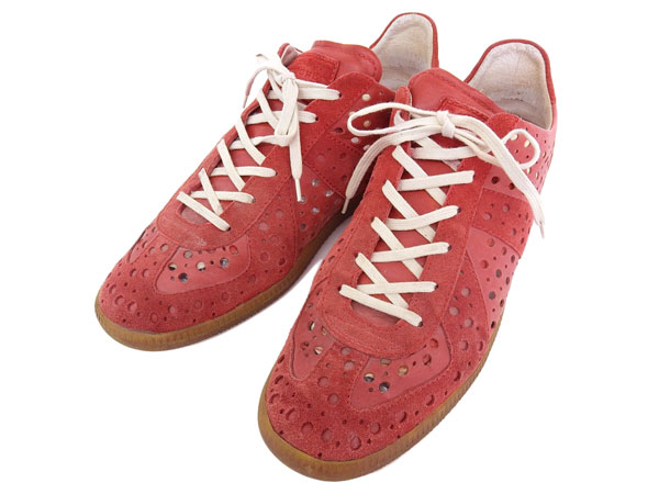 1円】 Martin Margiela パンチングジャーマンスニーカー 赤 43 