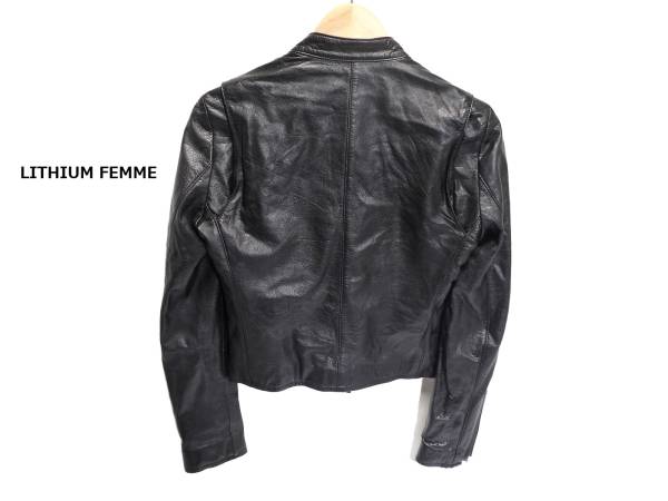 LITHIUM FEMME カウレザー シングルライダース　36 ブラック LITHIUM FEMME リチウムファム シングル ライダース ジャケット