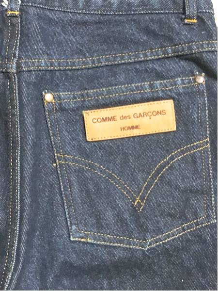 comme des garcons homme 90sテーパードハイウエスト デニム ブランドパッチレザーロゴ