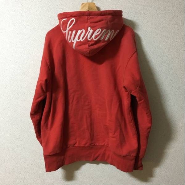 supreme zip hood logo ジップパーカー L 赤 シュプリーム フードロゴ