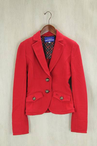 BURBERRY BLUE LABEL◇ジャケット/38/-/RED/無地 美品 【公式通販】