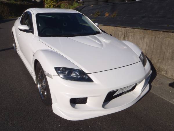 鹿児島発！RX-８　綺麗なパールホワイト！１８インチ全長式車高調マフラー！６速タイプS！車検付！