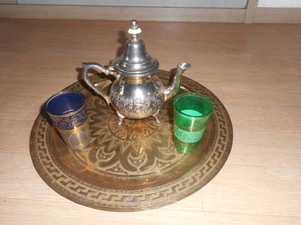 モロッコ　ミントティー　ポット　トレー　グラス　アンティーク　