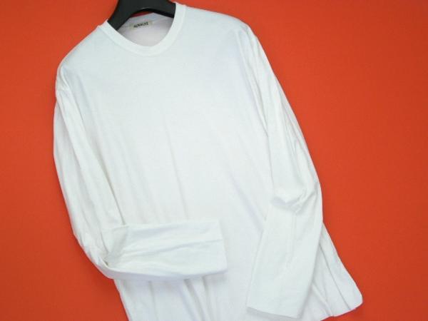 G7754z6■AURALEE(オーラリー) HIGH GAUGE DOUBLE CLOTH LONG SLEEVE TEE ロングスリーブＴシャツ白4■rb